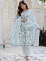 Women Cotton Kurta And Pant With Dupatta
