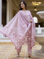 Women Cotton Kurta And Pant With Dupatta