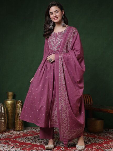 Women Cotton Kurta And Pant With Dupatta