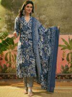 Women Cotton Kurta And Pant With Dupatta
