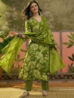 Women Cotton Kurta And Pant With Dupatta